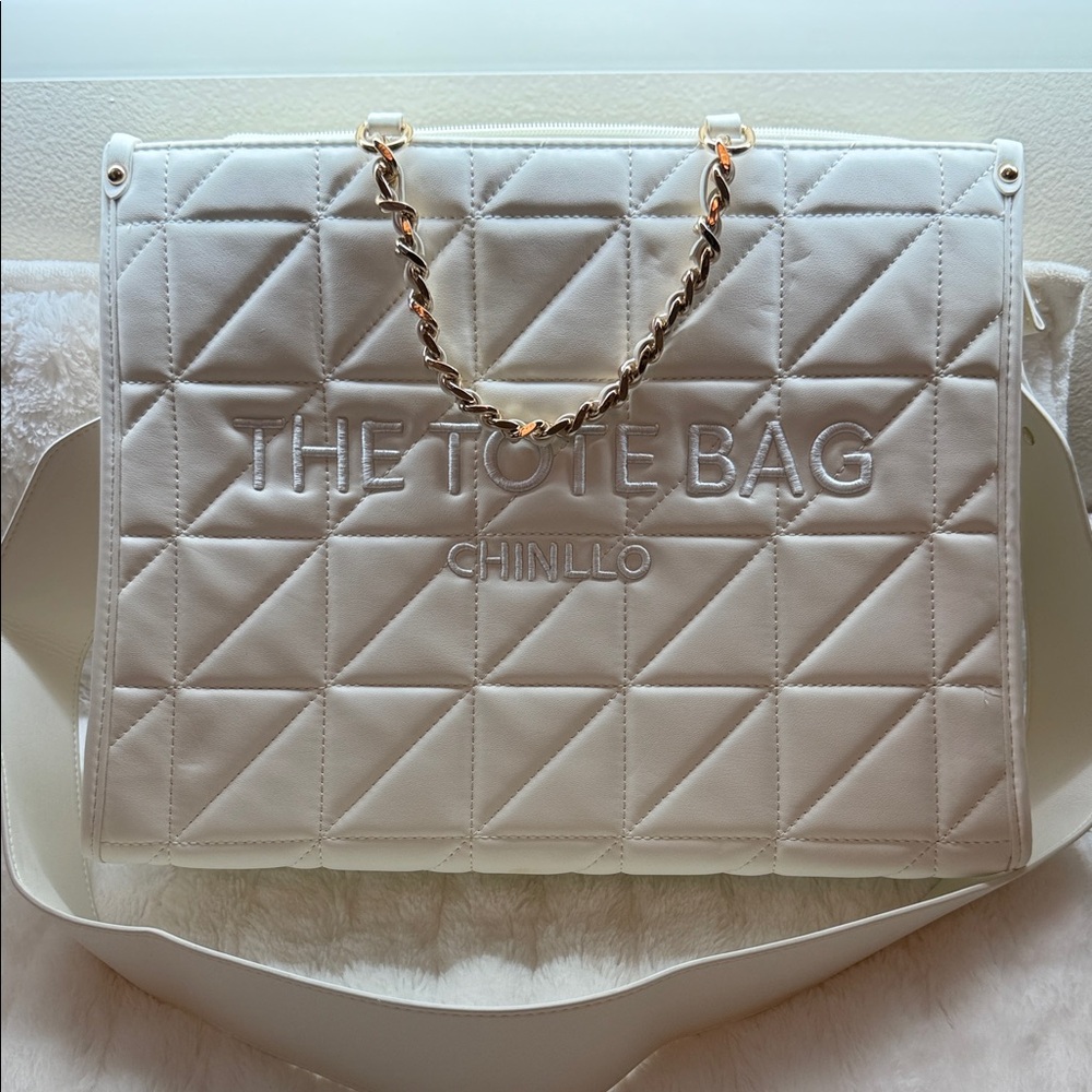Chino- White Quilted Tote Bag